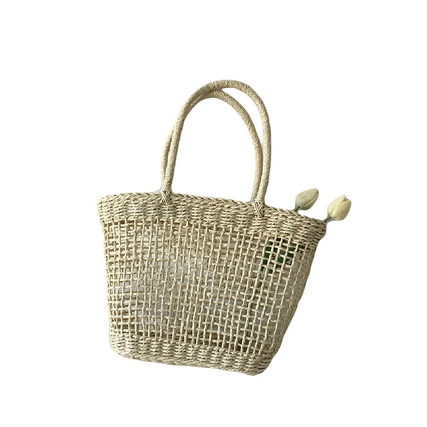Women Fashion Wicker Handbag Bag Tote Beach Straw Woven Summer Rattan Basket Bag